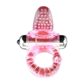 Эрекционное кольцо с вибростимулятором клитора в форме язычка - 0