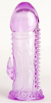 Фиолетовая гелевая насадка с шипами - 13 см. - 0