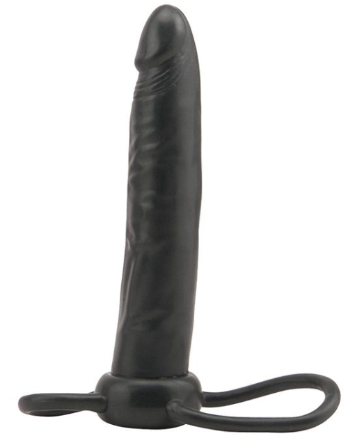 Чёрная насадка на пенис для анальной стимуляции WHATA MAN - 16 см. - 0