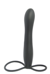 Черная насадка на пенис для двойной стимуляции Mojo BlackJack - 15 см. - 0