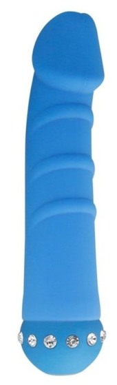 Голубой вибратор SPARKLE SUCCUBI VIBRATING DONG - 14,5 см. - 0