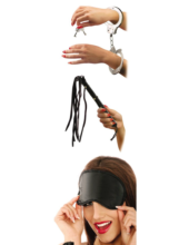 Набор для эротических игр Lover s Fantasy Kit - наручники, плетка и маска - 2