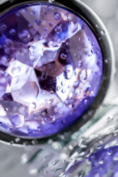 Серебристая гладкая коническая анальная пробка с фиолетовым кристаллом - 7 см. - 6