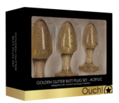 Набор из 3 золотистых анальных пробок Acrylic Goldchip Butt Plug Set - 1