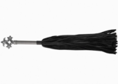 Черная многохвостовая плеть с витой ручкой - 63 см. - 2