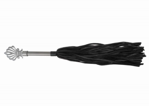 Черная многохвостая плеть с витой ручкой - 63 см. - 2