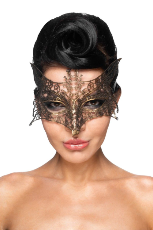Золотистая карнавальная маска Шератан - 0