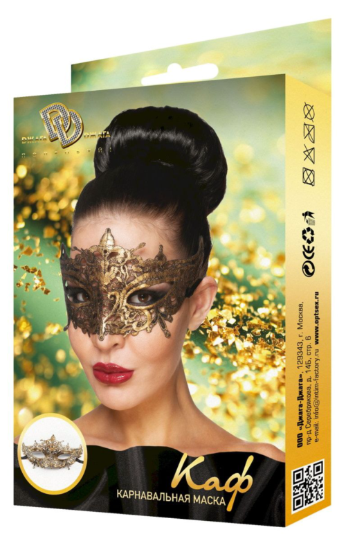 Золотистая карнавальная маска Каф - 2