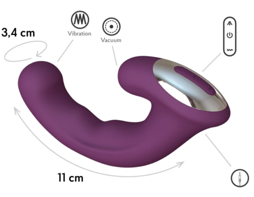 Фиолетовый вибратор Phoenix с вакуумной стимуляцией клитора - 18 см. - 1