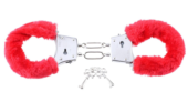 Наручники с красным мехом Beginners Furry Cuffs - 0