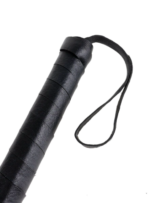 Чёрная кожаная плетка Cat-O-Nine Tails - 46,4 см. - 3
