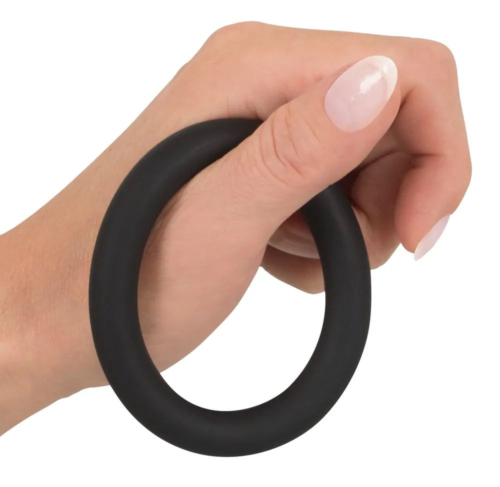Черное эрекционное кольцо на пенис и мошонку - 2