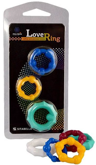 Набор из 3 цветных эрекционных колец Love Ring - 0