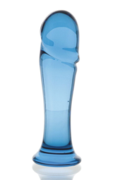 Голубая стеклянная анальная втулка - 13 см. - 0