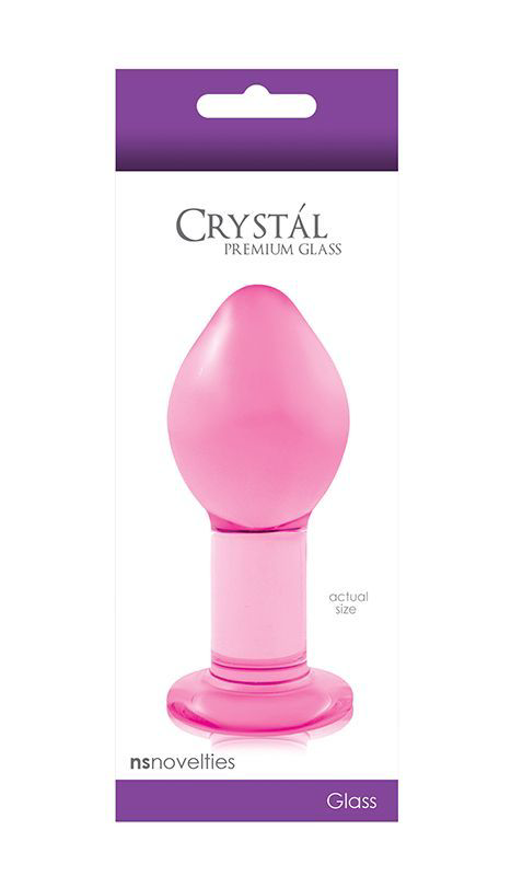 Большая розовая стеклянная анальная пробка CRYSTAL PLUG - 10 см. - 1