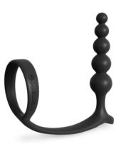 Черная анальная цепочка с эрекционным кольцом Ass-gasm Cockring Anal Beads - 1