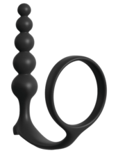 Черная анальная цепочка с эрекционным кольцом Ass-gasm Cockring Anal Beads - 0