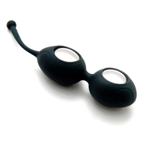 Черные вагинальные шарики со смещенным центром тяжести Silicone Ben Wa Balls - 0