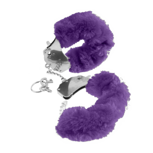 Металлические наручники Original Furry Cuffs с фиолетовым мехом - 0