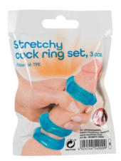 Набор из 3 голубых эрекционных колец Stretchy Cock Ring - 2