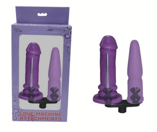 Фиолетовая двойная насадка для секс-машин - 0