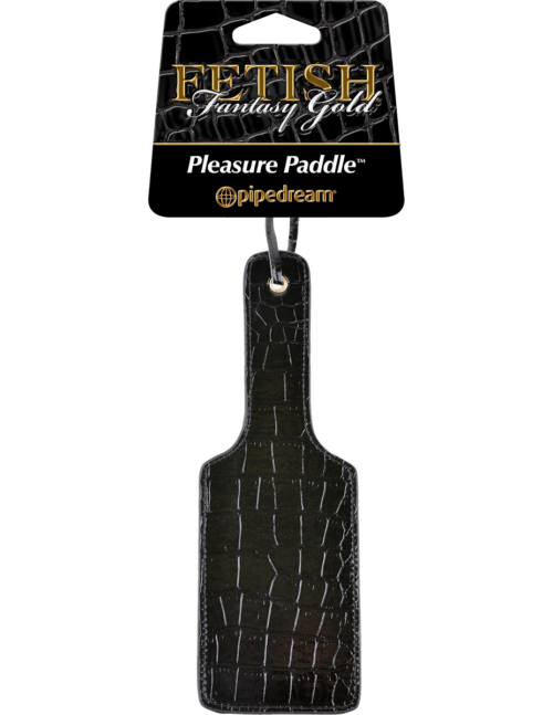 Чёрная с золотом шлепалка Gold Pleasure Paddle - 2