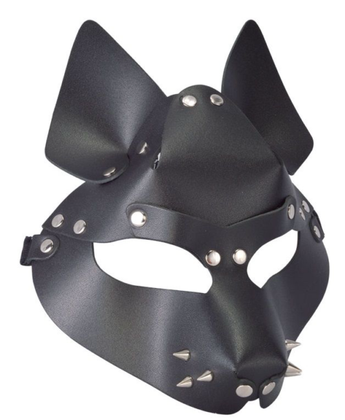 Черная маска Wolf с шипами - 0