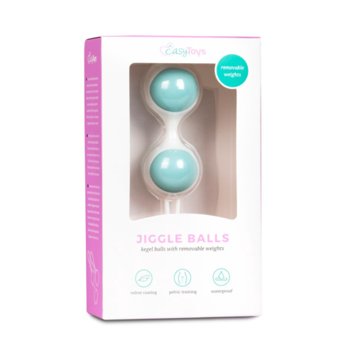 Бело-голубые вагинальные шарики Jiggle Balls - 2