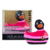 Вибратор-уточка I Rub My Duckie 2.0 Colors с черно-розовыми полосками - 1