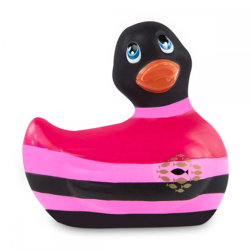 Вибратор-уточка I Rub My Duckie 2.0 Colors с черно-розовыми полосками - 0
