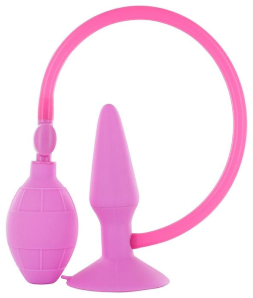 Розовая анальная пробка с расширением Inflatable Butt Plug Small - 10 см. - 0