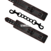 Черные наручники Bondage Fetish Pleasure Handcuffs с контрастной строчкой - 2
