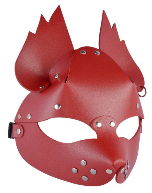 Красная кожаная маска Белочка - 0
