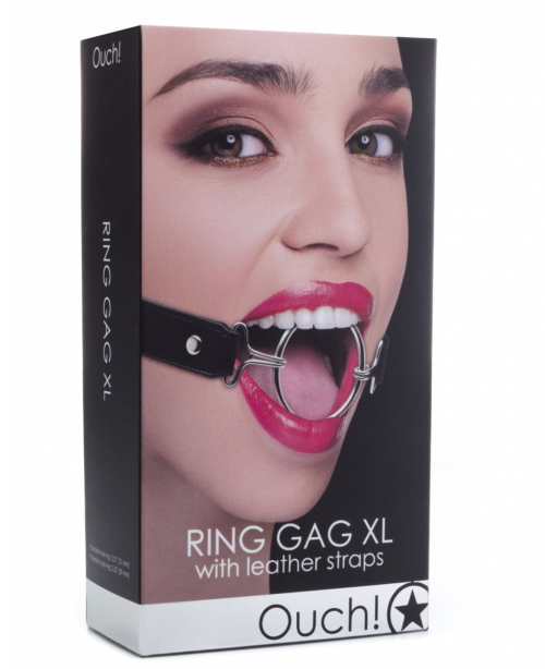 Расширяющий кляп Ring Gag XL с чёрными ремешками - 1