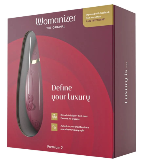 Бордовый клиторальный стимулятор Womanizer Premium 2 - 5