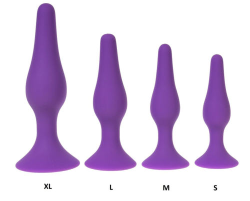 Фиолетовая силиконовая анальная пробка размера L - 12,2 см. - 1