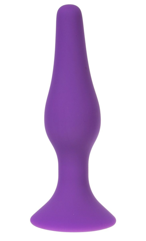 Фиолетовая силиконовая анальная пробка размера L - 12,2 см. - 0