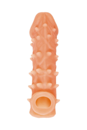Телесная закрытая насадка с пупырышками Cock Sleeve Size S - 13,8 см. - 0