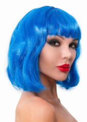 Синий парик-каре с челкой - 1