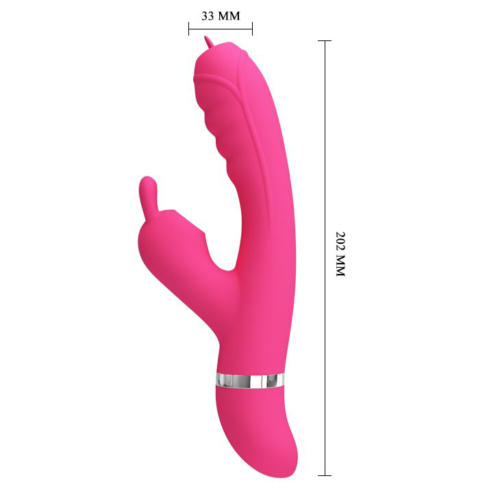Розовый вибратор-кролик с мембранным стимулятором Phoenix - 20,2 см. - 4