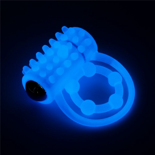 Голубое, светящееся в темноте виброкольцо Lumino Play Vibrating Penis Ring - 1
