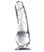 Прозрачный желейный фаллоимитатор на присоске - 17,8 см. - 0