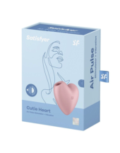 Розовый вибромассажер Cutie Heart с вакуум-волновой стимуляцией - 1