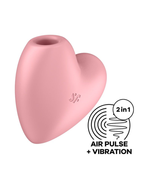 Розовый вибромассажер Cutie Heart с вакуум-волновой стимуляцией - 2