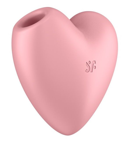 Розовый вибромассажер Cutie Heart с вакуум-волновой стимуляцией - 0