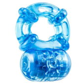 Голубое эрекционное виброкольцо Reusable 5 Function Cock Ring - 0