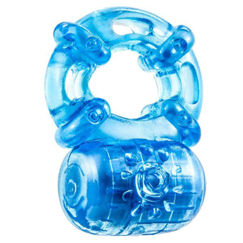Голубое эрекционное виброкольцо Reusable 5 Function Cock Ring - 0