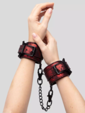Красно-черные наручники Reversible Faux Leather Wrist Cuffs - 3