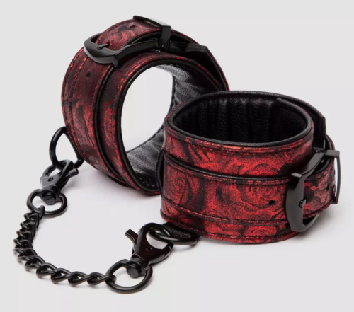 Красно-черные наручники Reversible Faux Leather Wrist Cuffs - 0