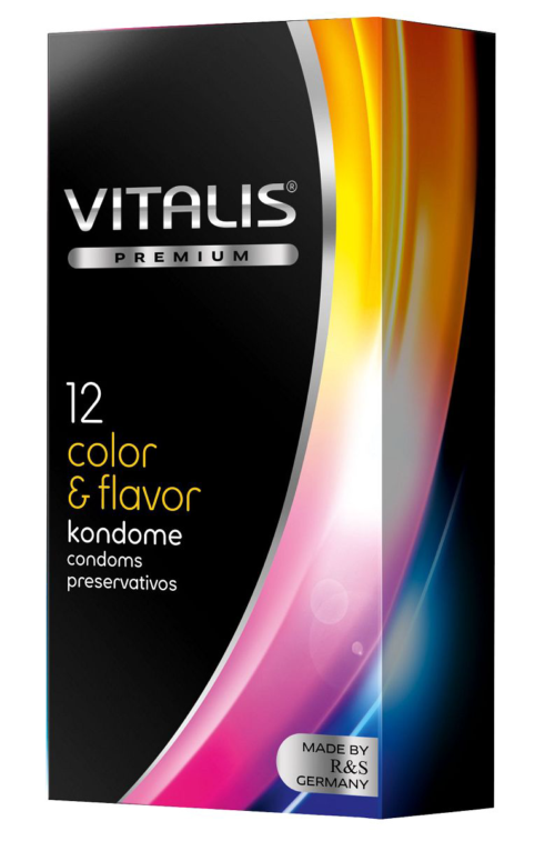 Цветные ароматизированные презервативы VITALIS PREMIUM color flavor - 12 шт. - 0